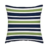 Swono Navy Blue Throw Pillow Cover Lime Green and White Decorative Pillow Case Home Decor Square 16x16 Inches Pillowcase