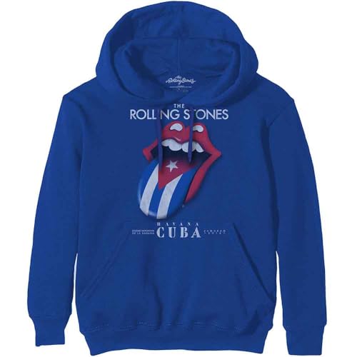 Image of Rock Off officially licensed products The Rolling Stones Havana Cuba Official Unisex Hoodie Hooded Top (Medium) Blue