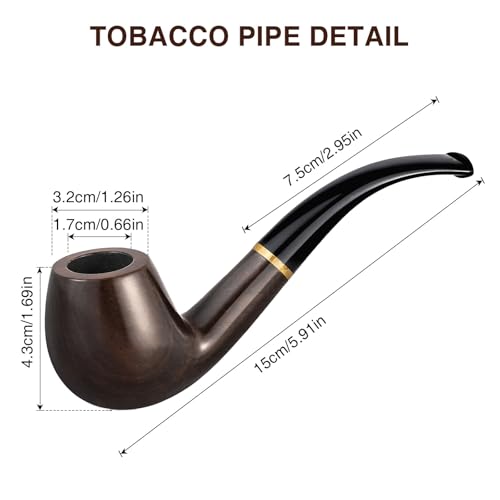 Joyoldelf Tobacco Pipe Set, Handmade Ebony Wood Pipe, Smoking Pipe Kit with Scraper, 9mm Filter and Pipe Cleaners, Perfect Beginner Pipe Kit for Smoking with Complete Accessories and Gift Box - Image 2