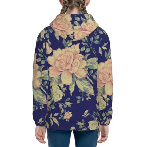 Summer Flowers with Foliage Kids Pullover Hoodies Boys Sweatshirts Girls Athletic Clothes with Pocket4