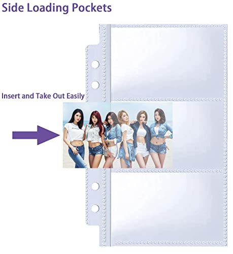 40 Pack 240 Pockets 2.2X3.5” K-Pop Photocard Sleeves For A6 6 Ring Binder, Ultra-Clear Business Card Sleeves, Double-Sided 3 Pocket Photo Pages, Side Loading Planner Sleeve Refill Pages #TOP5