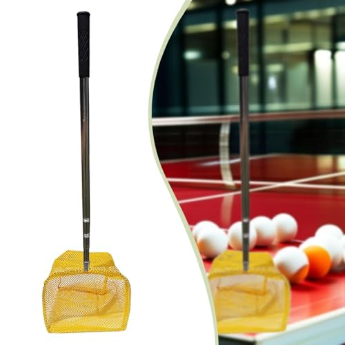 Bolsa de red para recoger pelotas de tenis de mesa con mango de acero inoxidable, herramienta de entrenamiento ajustable para recoger y almacenar eficientemente