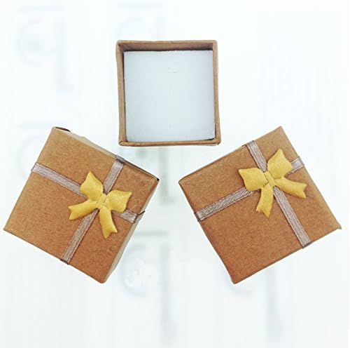 TRIXES Ring Box - 5PC Elegant Square Jewellery Boxes - for Engagement Ring Proposal Wedding Gift Box - Display Case with Foam Interior and Ribbon Bow - Assorted Colours