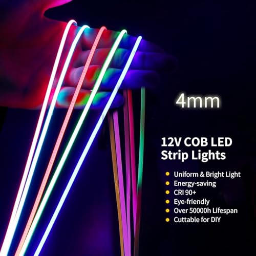 Tira de LED COB naranja 5m 12V 4mm para interiores miniatura 2
