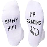 Novelty Funny Ankle Non-slip Cushion Teacher School in White-I'M READING Socks