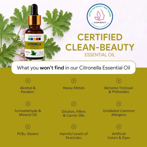 Image of Organix Mantra Citronella Oil - 100% Natural Citronella Essential Oil for Diffuser & Essential Oil Citronella for Skin & DIY - 15ML