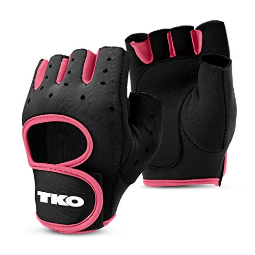 Tko Workout Gloves With Non-Slip Padded Grips | Neoprene Gloves With Breathable Mesh For Weightlifting, Strength Training | Black/Pink, X-Large #TOP9