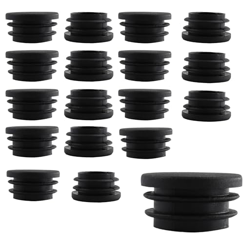 20Pcs 32mm(1-1/4Inch) Round Plastic Plug, Pipe Tubing End Cap, Black Furniture Finishing Sliders, Plastic Glide Protection for Round Metal Tube and Furniture