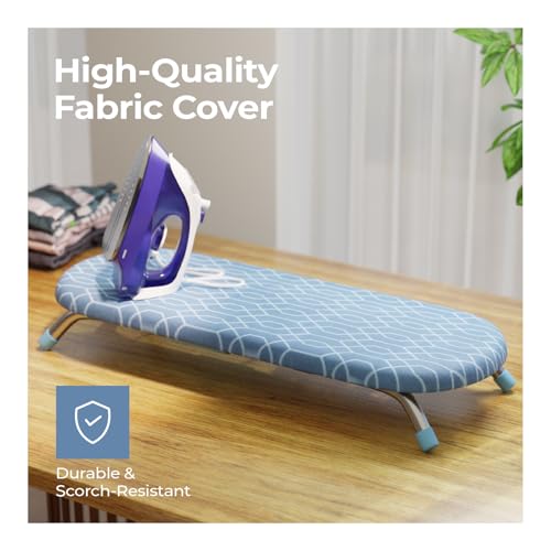 Image of Lifelong Table Top Ironing Board | Compact & Foldable Ironing Stand with Heat-Resistant Cover | Portable Mini Ironing Table for Small Spaces, Dorms, and Laundry Rooms