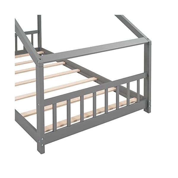   Bellemave-Twin-House-Beds-Wood-Montessori-Bed-Frame-Floor-Bed-Kids-Platform-Bed-with-Headboard-Footboard-No-Box-Spring-Needed-Twin-Size-Gray