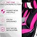 Woanger 47 Car Seat Cover Full Set for Women Included Car Front Rear Seat Fluffy Steering Wheel Cover Belt Automotive Floor Mats Air Conditioner Decoration Strip Universal(Rose Red)
