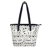 DIYOF Sacs à main pour femmes Sacs fourre-tout en cuir PU à bandoulière de grande capacité, Note de musique de dessin animé