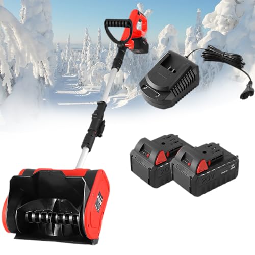 Pelle à neige électrique, souffleuse à neige sans fil avec 2 batteries, poignée réglable et manche télescopique, outil de déneigement extérieur pour allées et routes scolaires