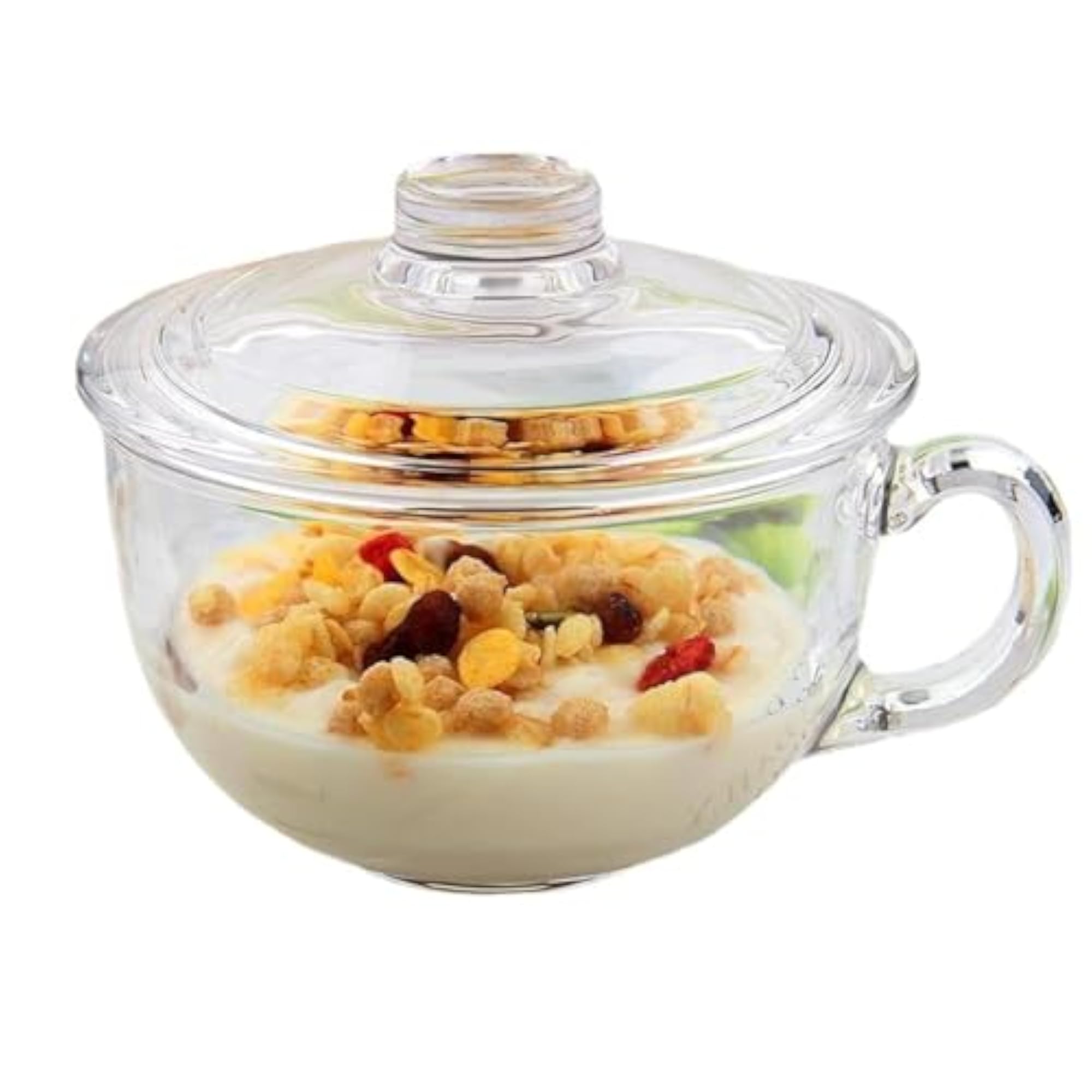 Clear Glass Bowl with Handle and Lid, Versatile Kitchenware