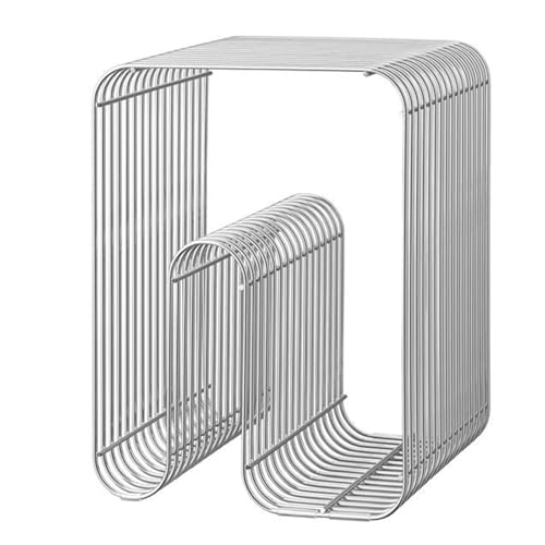 Metal Side Table, Metal End Table with Magazine Rack,Sofa Bedside