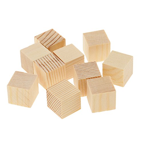 3つのサイズのウッドキューブブロックは、モデルウッドクラフト用の未完成の木片をパズルします - ナチュラル, 20ミリメートル10個
