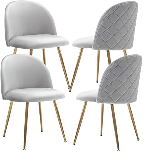 Pack 4 Velvet Dining Chairs Grey Dining Chairs Kitchen Chairs Upholstered Chairs Metal Lounge Chair Adjustable Modern Legs (Grey, 4) Pack 4 Velvet Dining Chairs Grey Dining Chairs Kitchen Chairs Upholstered Chairs Metal Lounge Chair Adjustable Modern Legs (Grey, 4)