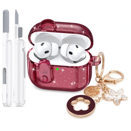 Image of Case for Apple Airpods iPods Pro 3 Cases Cover Clear 2025 Cute Women, VISOOM Cute Air Pods Pro 3 Case Clear Transparent Airpods iPods Pro 3rd Gen Protective Cases with Keychain /Lock /Cleaning Kit