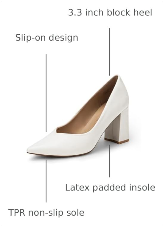 Image of DREAM PAIRS Womens High Chunky Closed Toe Block Heels | Pointed Toe Wedding Party Elegant Slip On Pumps Shoes