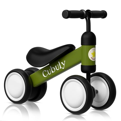 Cubuly Green Baby Balance Bike for 1-3 Year Old Boy Girl Gifts, 12-36 Month Toddler Balance Bike, No Pedal Soft Seat First Ride on Toys for Toddler 1-3- Easy to Assemble- Video Guide Included