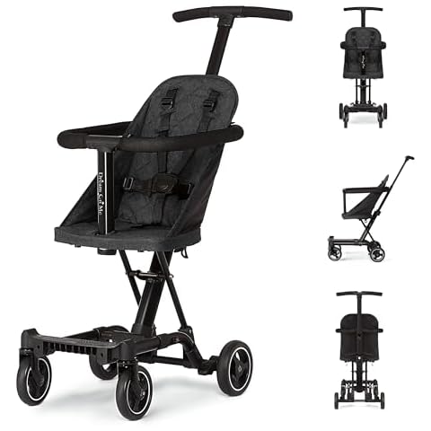 Dream On Me Lightweight and Compact Coast Rider Stroller with One Hand Easy Fold, Adjustable Handles and Soft Ride Wheels, Black Cover