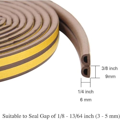 Image of YGM Acoustic Foams Ultimate D-Type Vacuum 540 Feet (30 Rolls of 18 Feet Seal) Door & Window Weather DIY Seal Strip, Superior Soundproofing, Wind Protection, Self Adhesive Tape, EPDM D Shape (Brown)