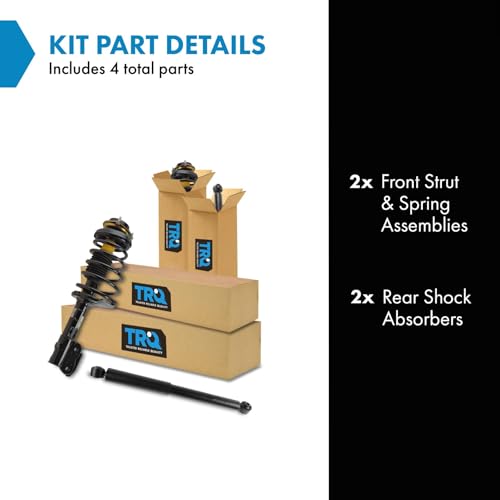 Image of TRQ Front and Rear Complete Strut Assembly & Shock Absorber Kit Complete Strut & Coil Spring Assembly Compatible with 1997-1999 INFINITI QX4 1996-1999 Nissan Pathfinder