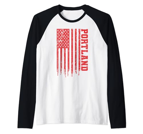 41MNN8+GGhL._SL500_ Patriotic Portland USA Flag Pride Vintage Portland OR Raglan Baseball Tee