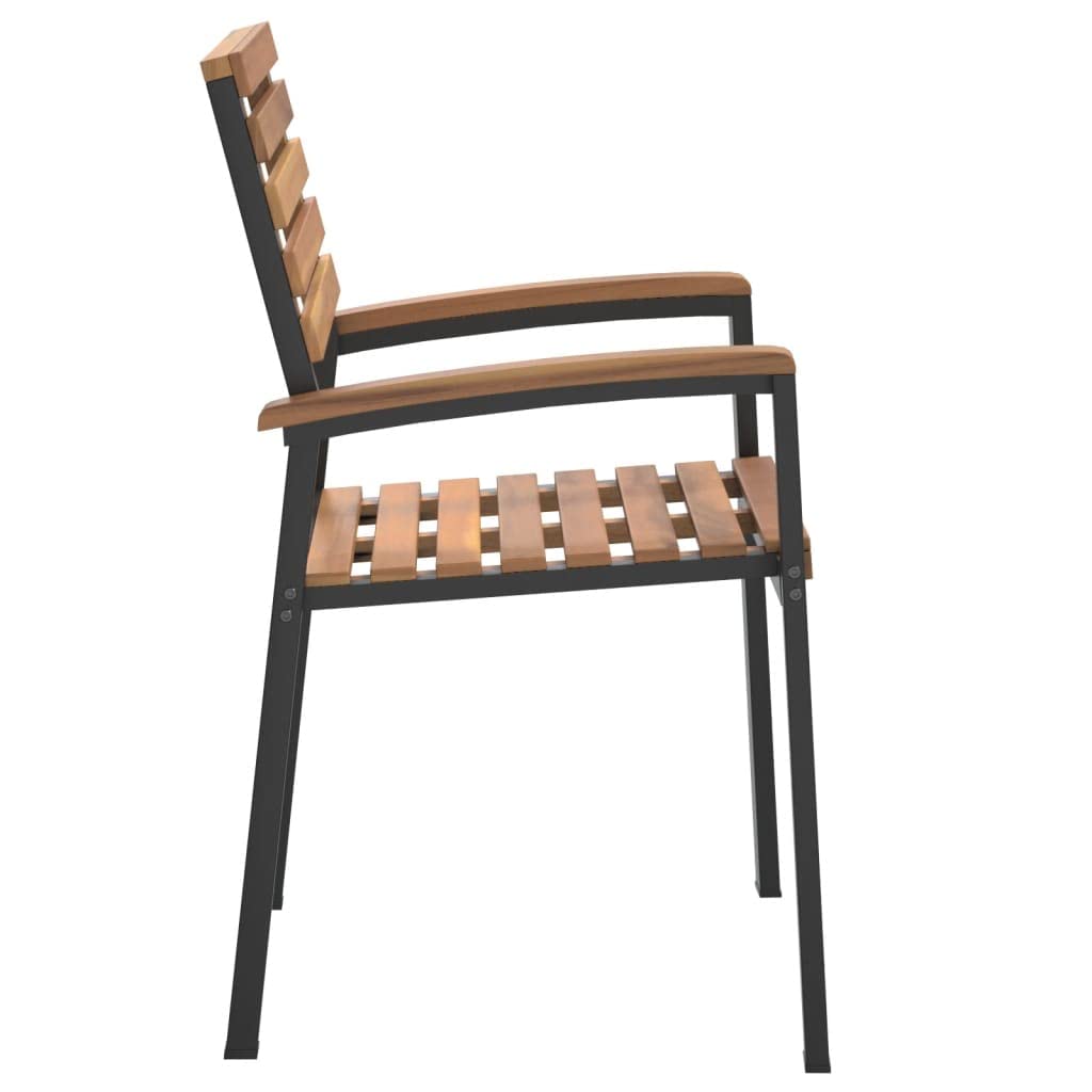 vidaXL Chaises de Jardin empilables Lot de 2 Bois d'acacia et métal
