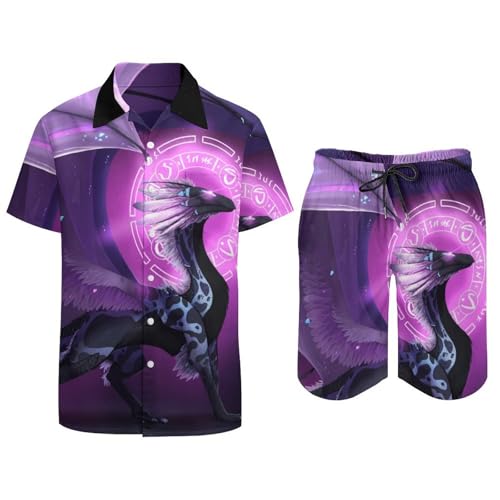 Chemise hawaïenne ensemble 2 pièces violet dragon taille S fluide - 3