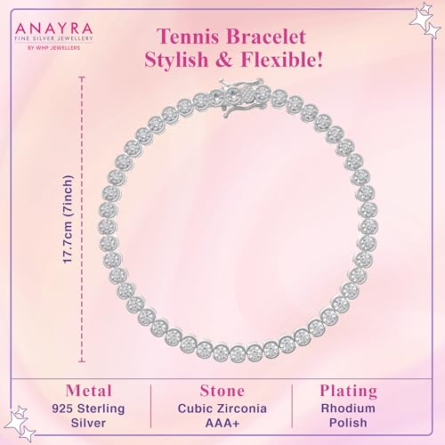 Image of 925 Sterling Silver Adjustable Tennis Bracelet for Women | Sparkly Crystal Design | Stylish Jewellery Gift for Her