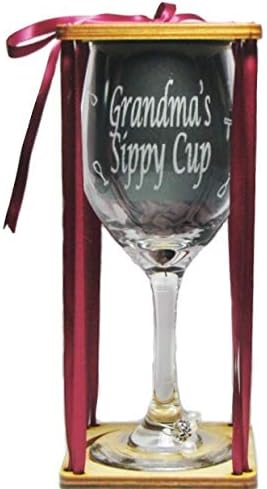 Grandma's Sippy Cup Stemmed Wine Glass with Charm and Presentation Packaging