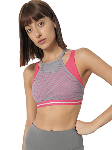 Image of CULTSPORT Women's Polyester Non-Padded Non-Wired Cleo Slip-on Regular Sports Bra (Pack of 1) (M)(Tulip Pink)