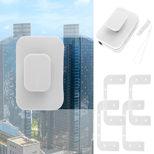 FALESOUL Magnetic Windshield Cleaner Tool, Double-Sided Window Cleaner Glass Wiper, Magnetic Windshield Cleaner for High Rise Car Glazed with Anti Falling Rope (0.31-0.59 inch Glass)