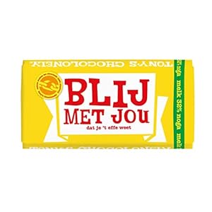 Tony’s Chocolonely – Chocoladereep Melk Noga – Zeg ’t met een reep “Blij met jou” – 180 gram – Fairtrade Chocolade