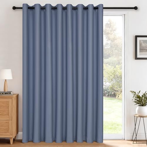 Hiasan Sliding Glass Door Blackout Curtains,8.3ft x 7ft,Blue Haze