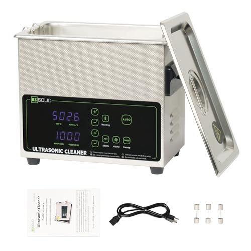 U.S. Solid 3L Ultrasonic Cleaner - 28/40kHz Dual-Frequency Digital Ultrasonic Cleaning Machine with Heater, Timer, and Degas Function