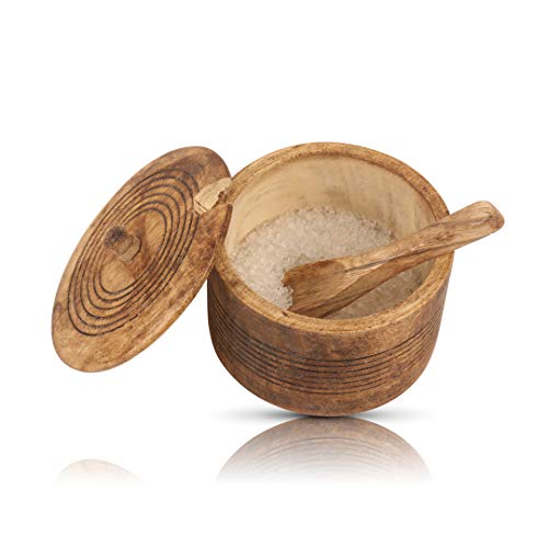Decorative Rustic Wooden Sugar Bowl With Lid Wide Mouth Candy Treat Jar Spice Jar Holder Condiment Nuts Serving Bowl Pot Sugar Spice Herb Loose Leaf Tea Storage Container Novelty Home & Kitchen #TOP8