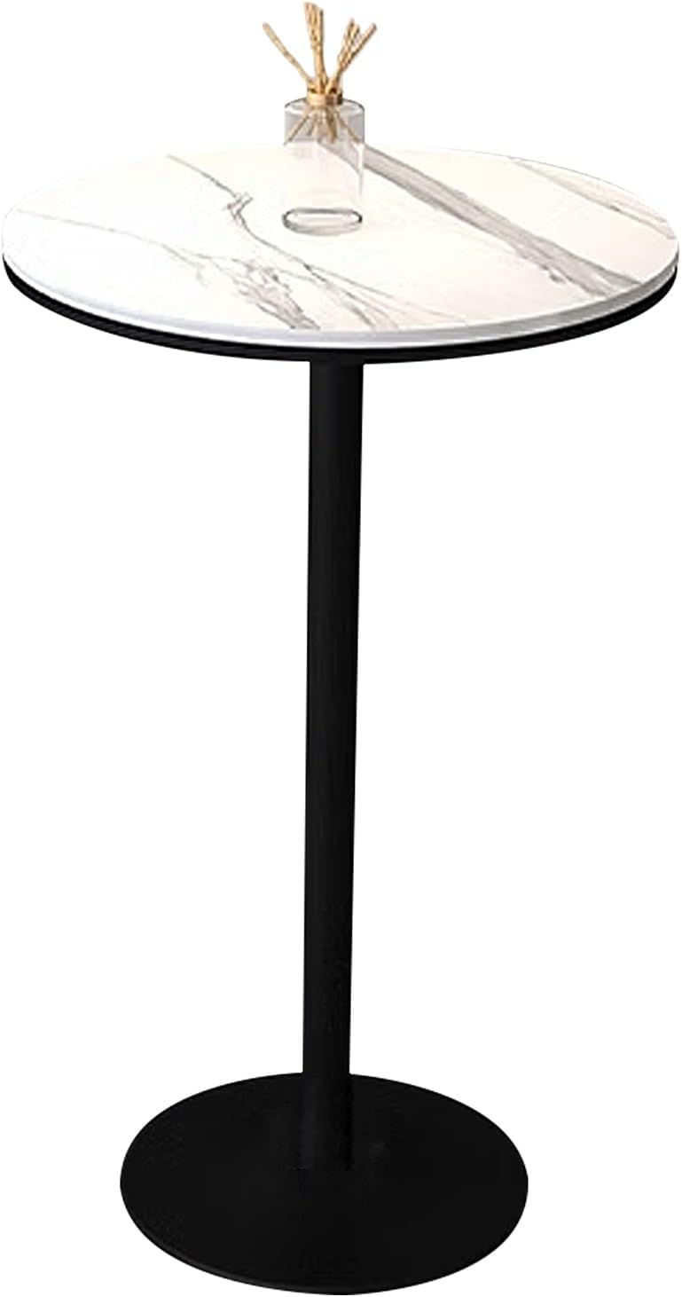 Round Pub Bar Table,Cocktail Table Bistro Bar Table Small Pub Tables，Round End Table with White Marble Top and Metal Base，Height Bar Table Dining Table Breakfast Bar for Dining Room (Size :