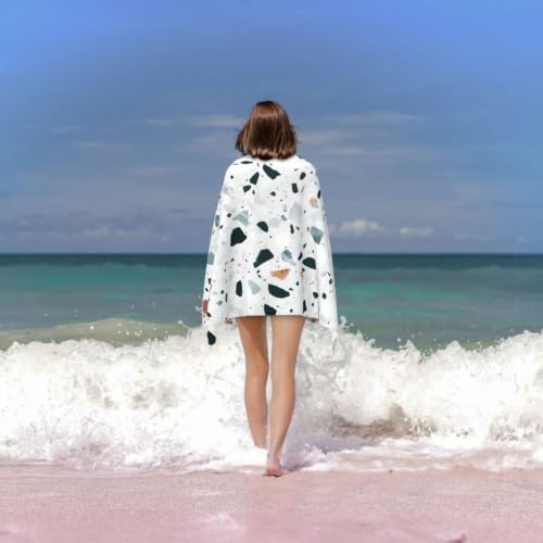AYYQWE Terrazzo Serviettes de bain surdimensionnées à séchage rapide pour adultes Motif marbre pastel – vue 6