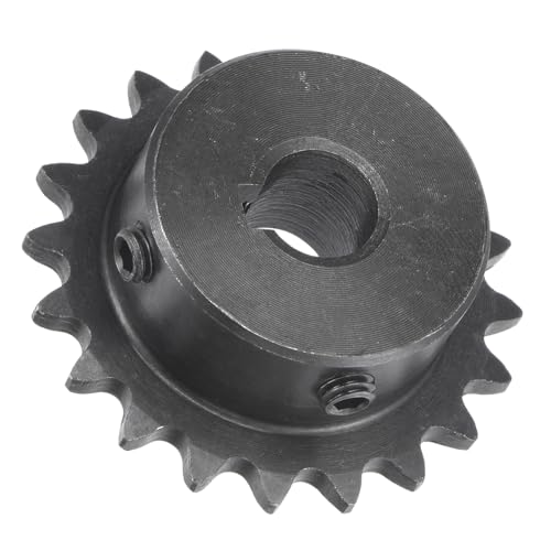 Kozelo Pignon De Chaîne Type B - [20 Dents x 10mm Alésage] Acier Au Carbone Avec 2 Vis Pour Machines De Fraisage Et Perçage ISO 04C Utilisation | Pas De 1/4 Pouce, Chaîne #25, Noir