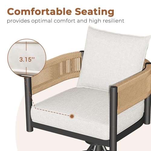 Image of Grand patio 7-Piece Outdoor Dining Set for 6 with 1 Rectangle Expandable Table for 4-6 Person, Metal Woven Wicker Swivel Patio Chairs with Thickened Cushions for Yard, Poolside, Deck (Natural)