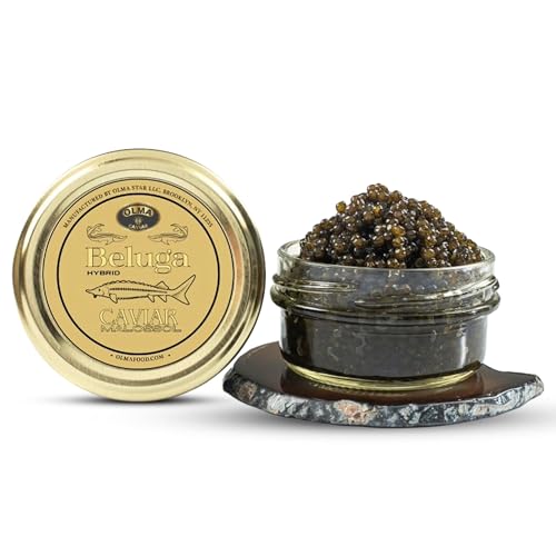 OVERNIGHT SHIPPING - OLMA Beluga Hybrid Black Caviar - Rated Top Caviar in the World - 2 oz / 56 g