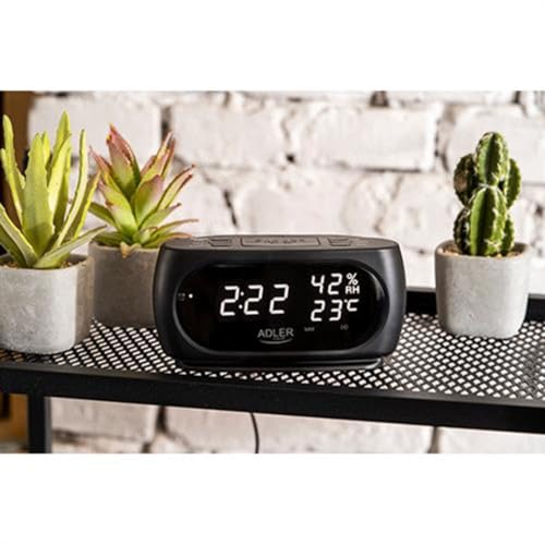 Reloj LED Adler con medición de temperatura constante e higrómetro interior 8