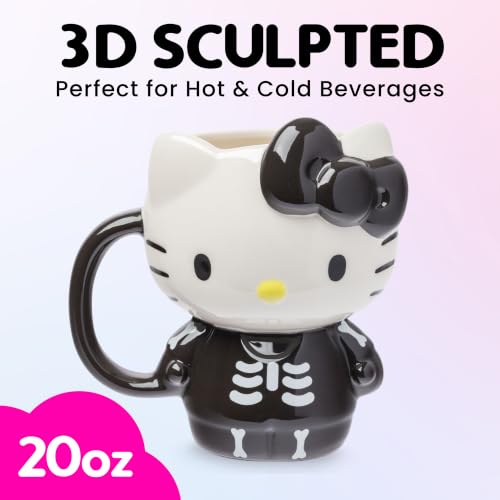 Image of Silver Buffalo Sanrio Hello Kitty Skeleton Costume, 3D Sculpted Mug, 20oz | Halloween, Ceramic, 0.59 Liters