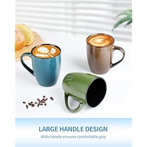 Ceramic Mugs 12ozSet of 6Large Ceramic Coffee Mugs for Men Women Dad Mom Ceramic coffee cupsModern Coffee Mugs With Handle For TeaLatteCappuccinoCocoa 6 Pack