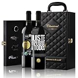 «Dijiste que eras diferente, eso ya te hizo igual a todos» Mensaje en una Botella. Estuche-Maletín de LUJO 2x Vino Tinto Premium Reserva 12 Meses y Set de 4 Accesorios. Etiqueta Negra PERSONALIZABLE