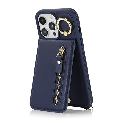 Deyhu Iphone 14 Pro Case With Card Holder For Women, Iphone 14 Pro Phone Case Wallet With Strap Credit Card Slots Crossbody With Kickstand Zipper Shockproof Case For Iphone14Pro - Blue #TOP6