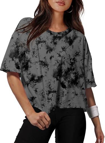 XIEERDUO Graphic Crop Tops for Women 2026 Summer Tie Dye
