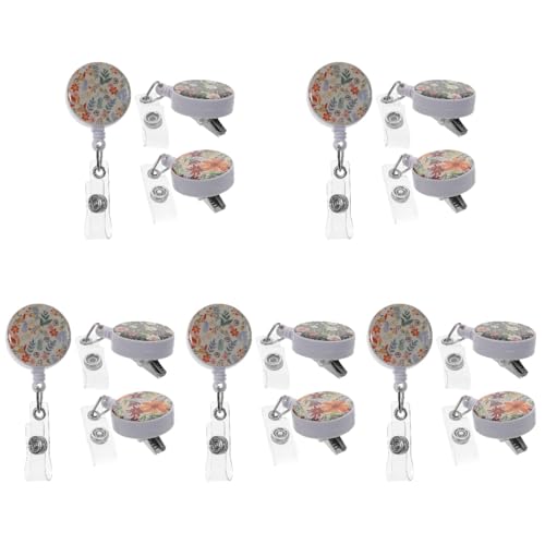 Clip de sangle de badge OSALADI en ABS motif fleur avec boucle facile à tirer (15 pièces)